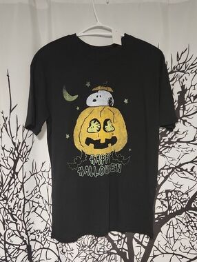 Peanuts Black Happy Halloween T-shirt